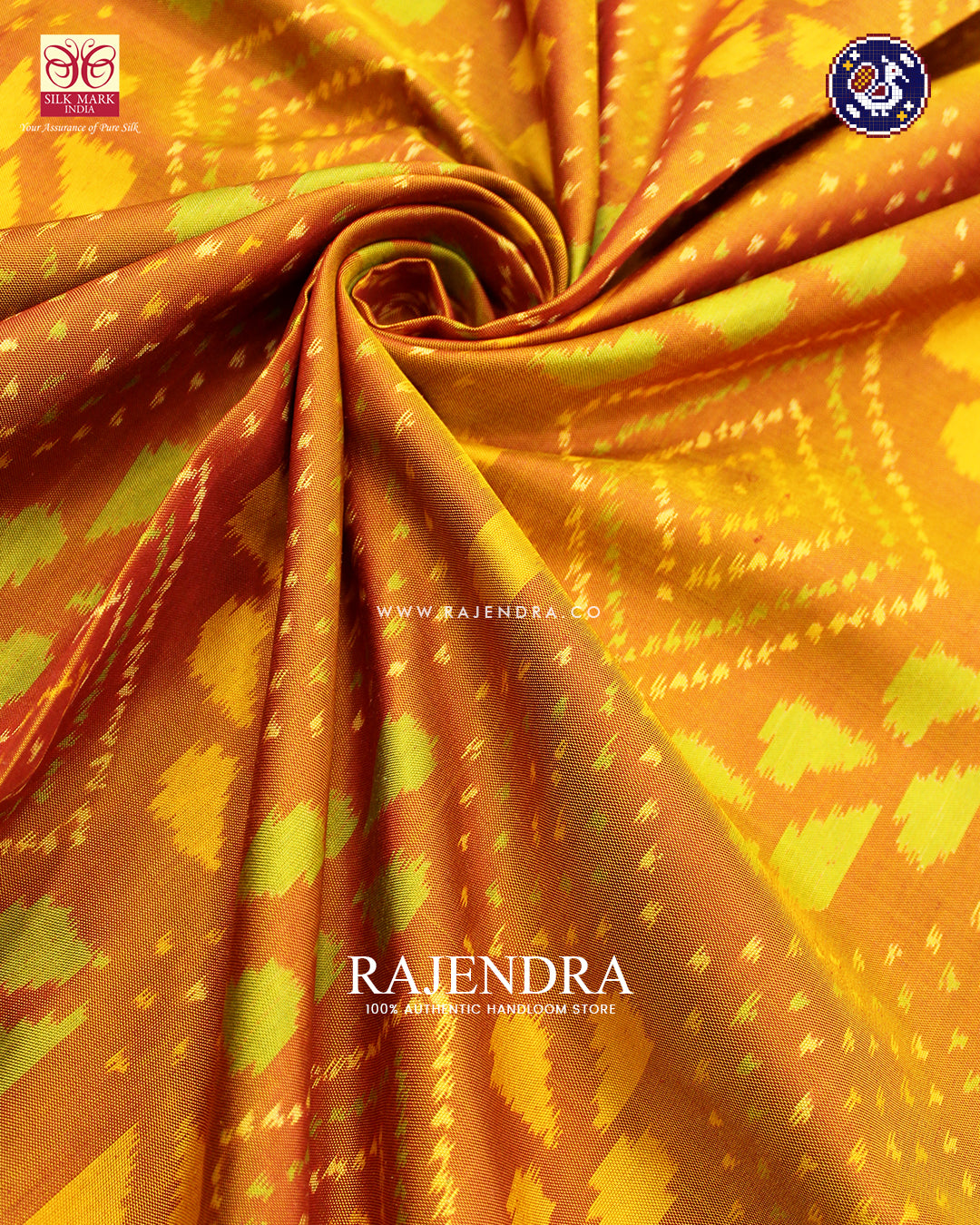 Exclusive Bandhani Design Green Mustard Rajkot Patola Saree