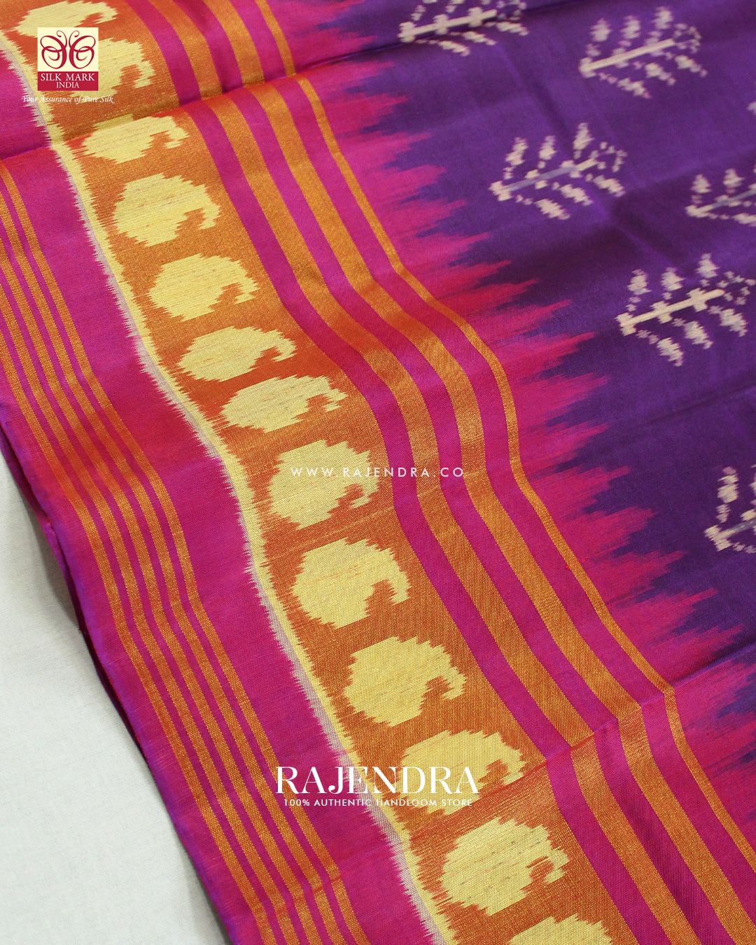 Exclusive Flowers Design Pink and Purple Single Ikat Rajkot Patola Saree