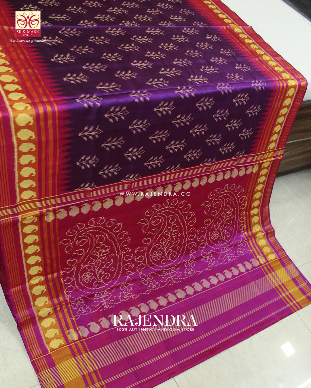 Exclusive Flowers Design Pink and Purple Single Ikat Rajkot Patola Saree