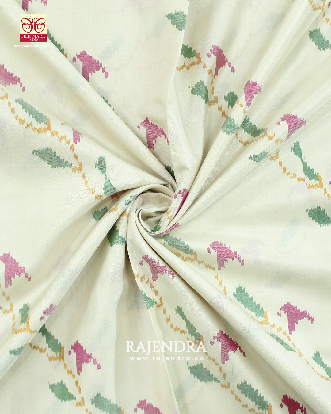 Fancy Pink and White Flowers Bhat Single Ikat Rajkot Patola Saree