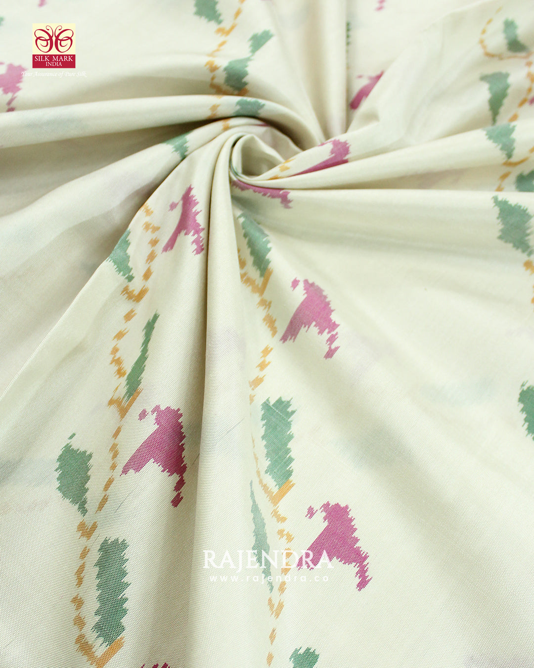 Fancy Pink and White Flowers Bhat Single Ikat Rajkot Patola Saree