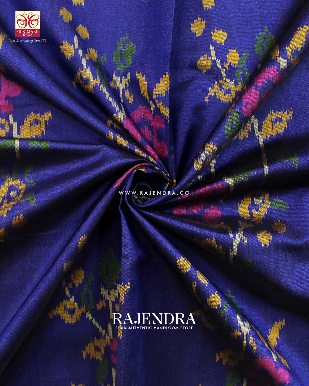 Fancy Flowers Design Pink and Blue Single Ikat Rajkot Patola Saree