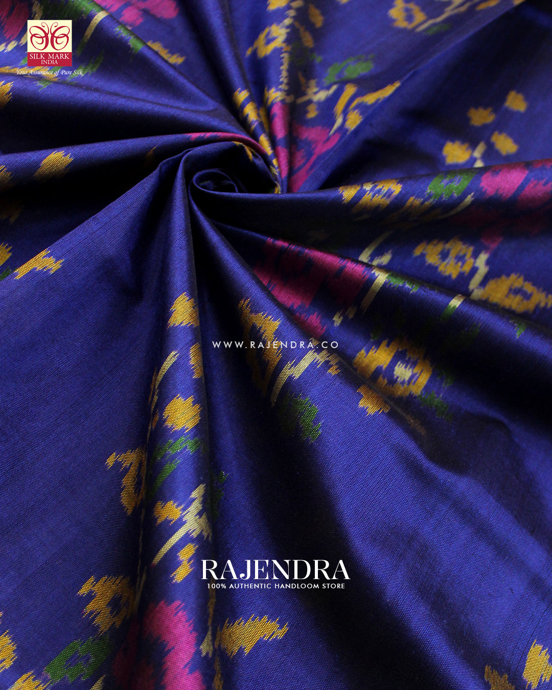 Fancy Flowers Design Pink and Blue Single Ikat Rajkot Patola Saree