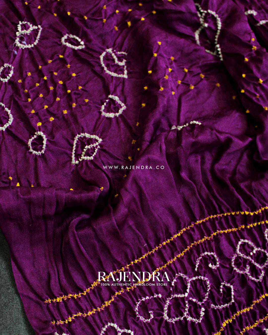 Fancy Design Magenta Gaji Silk Hand Tie-dye Bandhani Saree