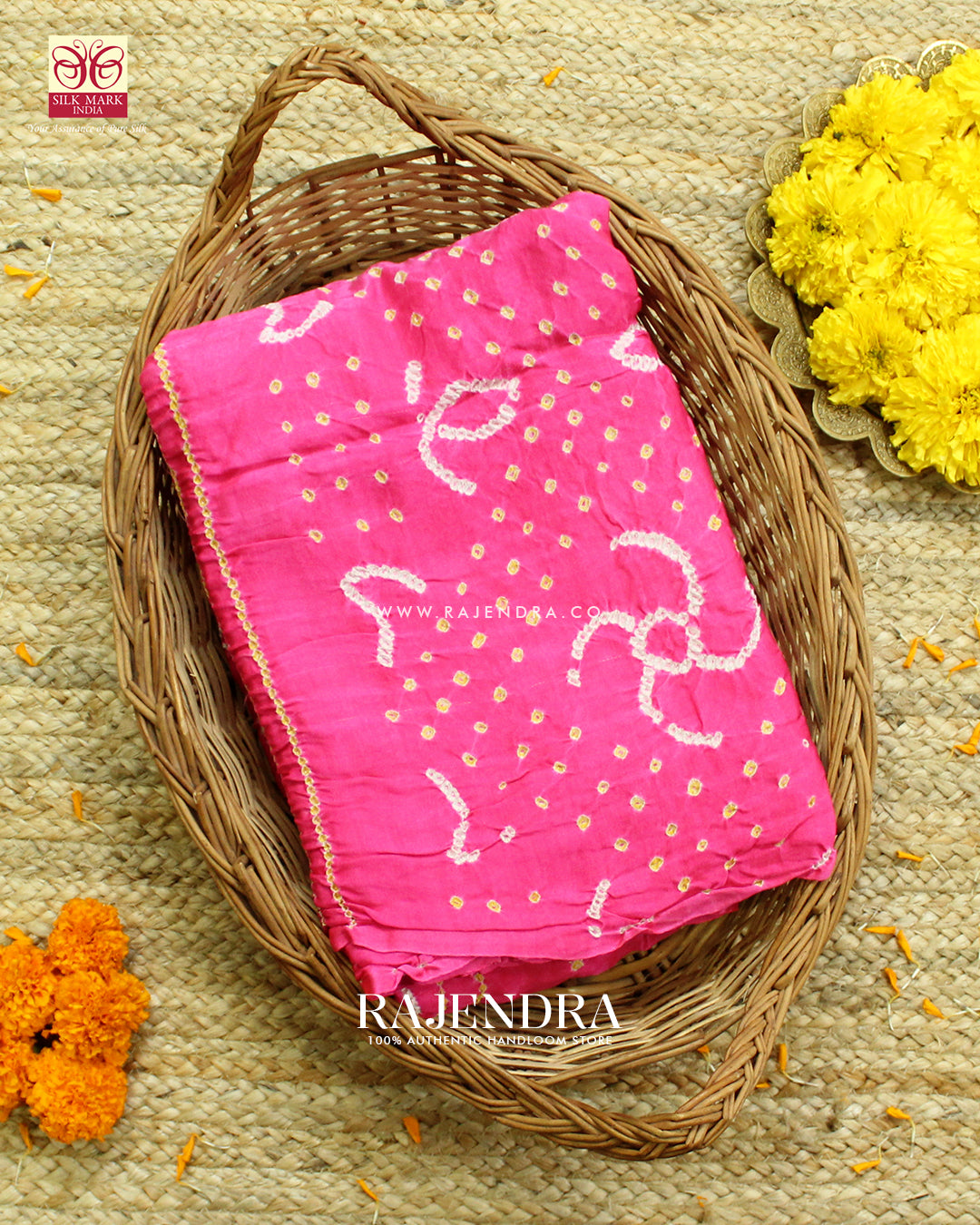 Fancy Design Peach Pure Gaji Silk Hand Tie-dye Bandhani Saree
