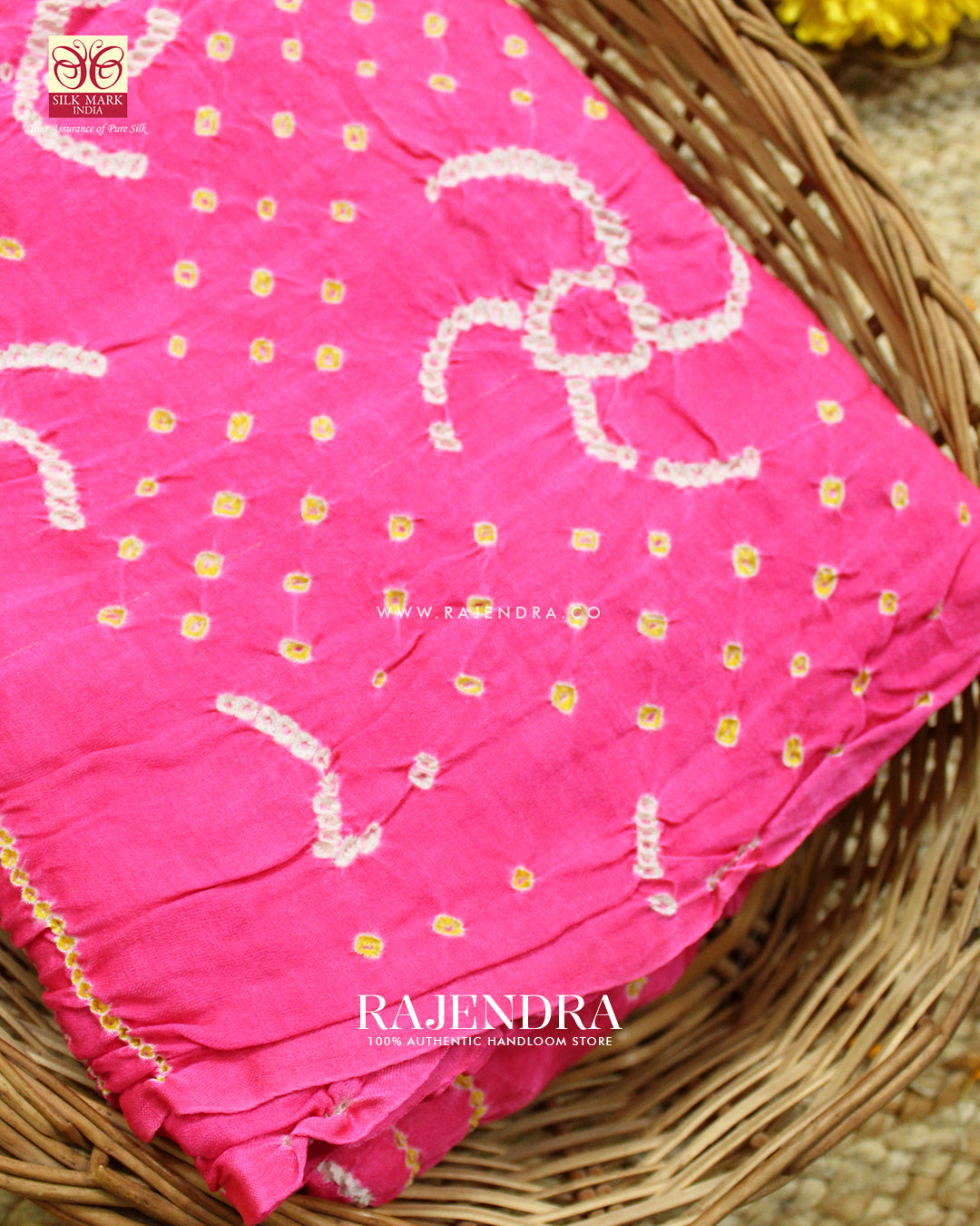 Fancy Design Peach Pure Gaji Silk Hand Tie-dye Bandhani Saree