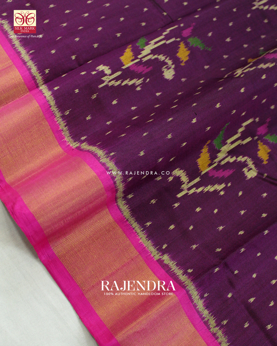 Fancy Flower Design Pink and Magenta Single Ikat Rajkot Patola Saree