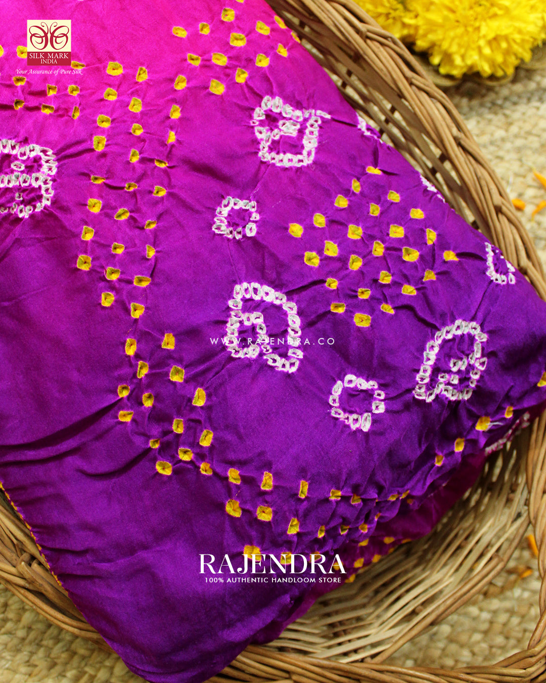 Fancy Design Pink Purple Pure Gaji Silk Hand Tie-dye Bandhani Saree