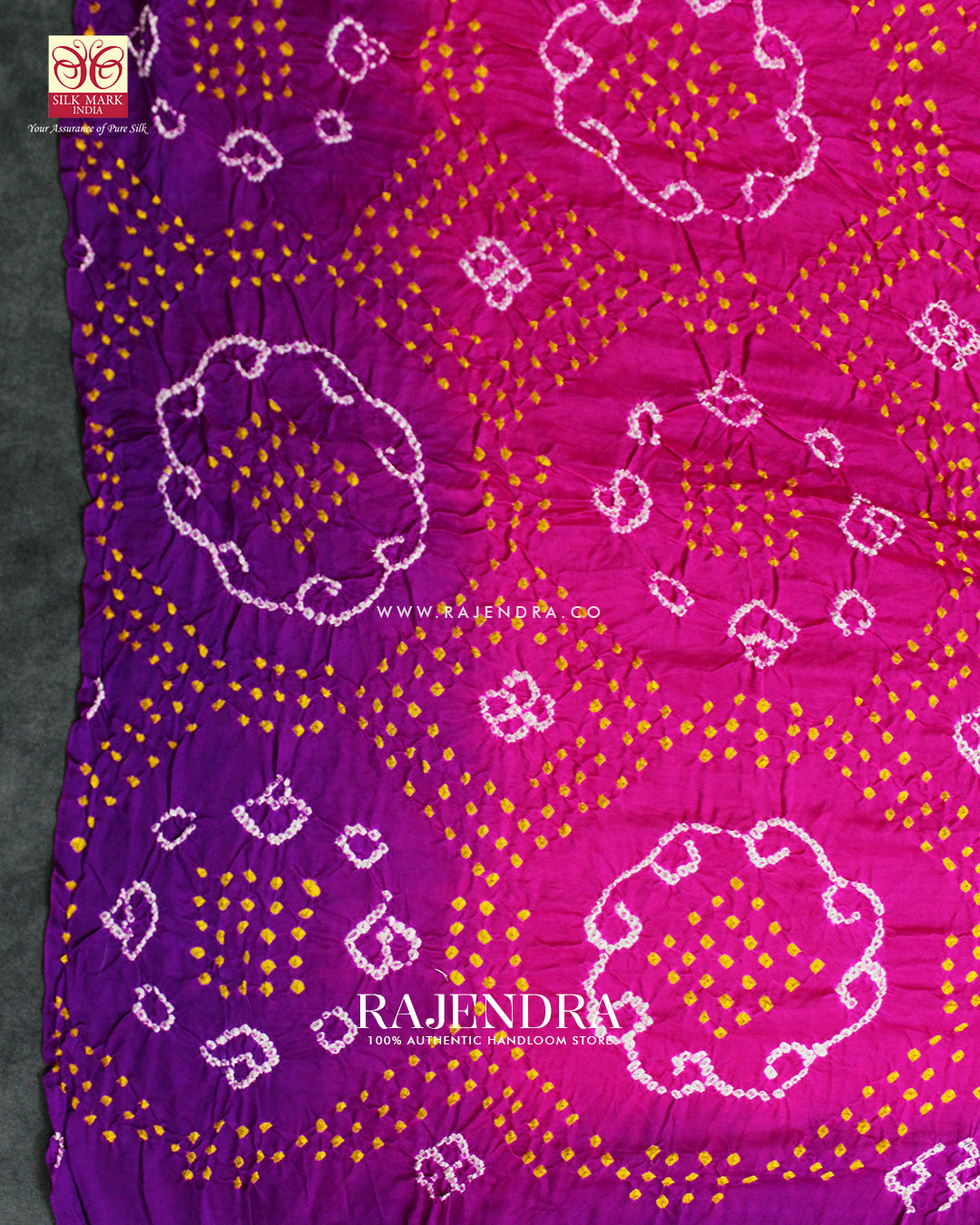 Fancy Design Pink Purple Pure Gaji Silk Hand Tie-dye Bandhani Saree