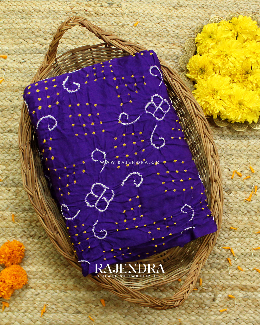 Fancy Design Purple Pure Gaji Silk Hand Tie-dye Bandhani Saree