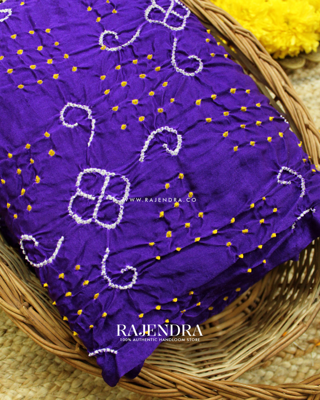 Fancy Design Purple Pure Gaji Silk Hand Tie-dye Bandhani Saree