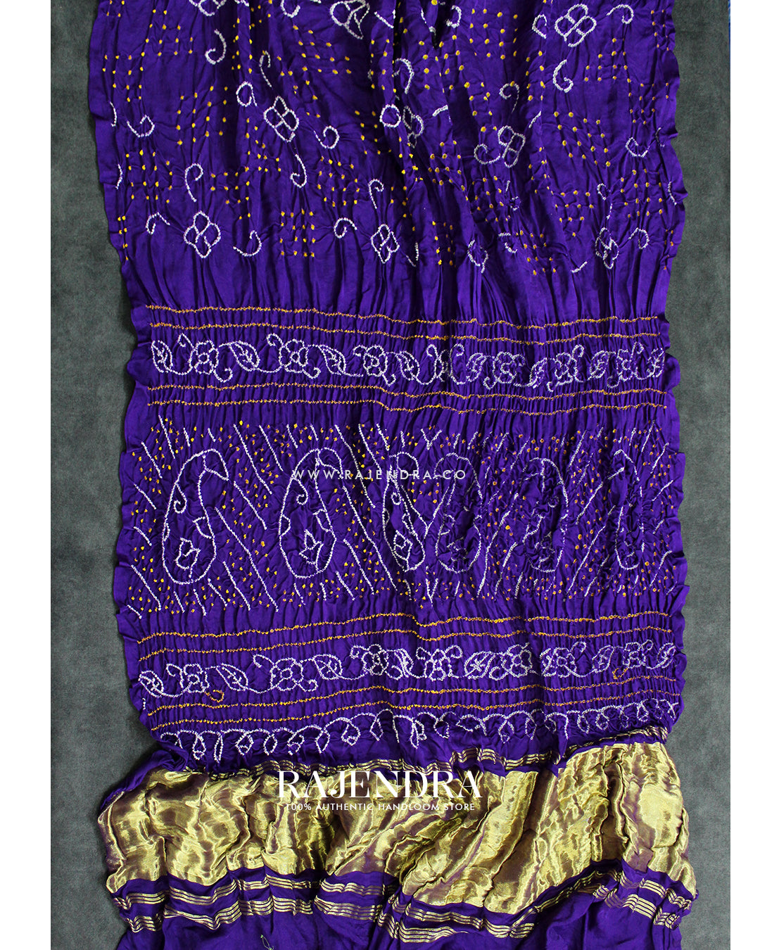Fancy Design Purple Pure Gaji Silk Hand Tie-dye Bandhani Saree