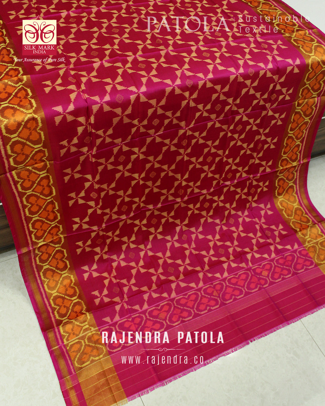 Fancy Bhat Zari Butta Single Ikat Rajkot Patola Dupatta