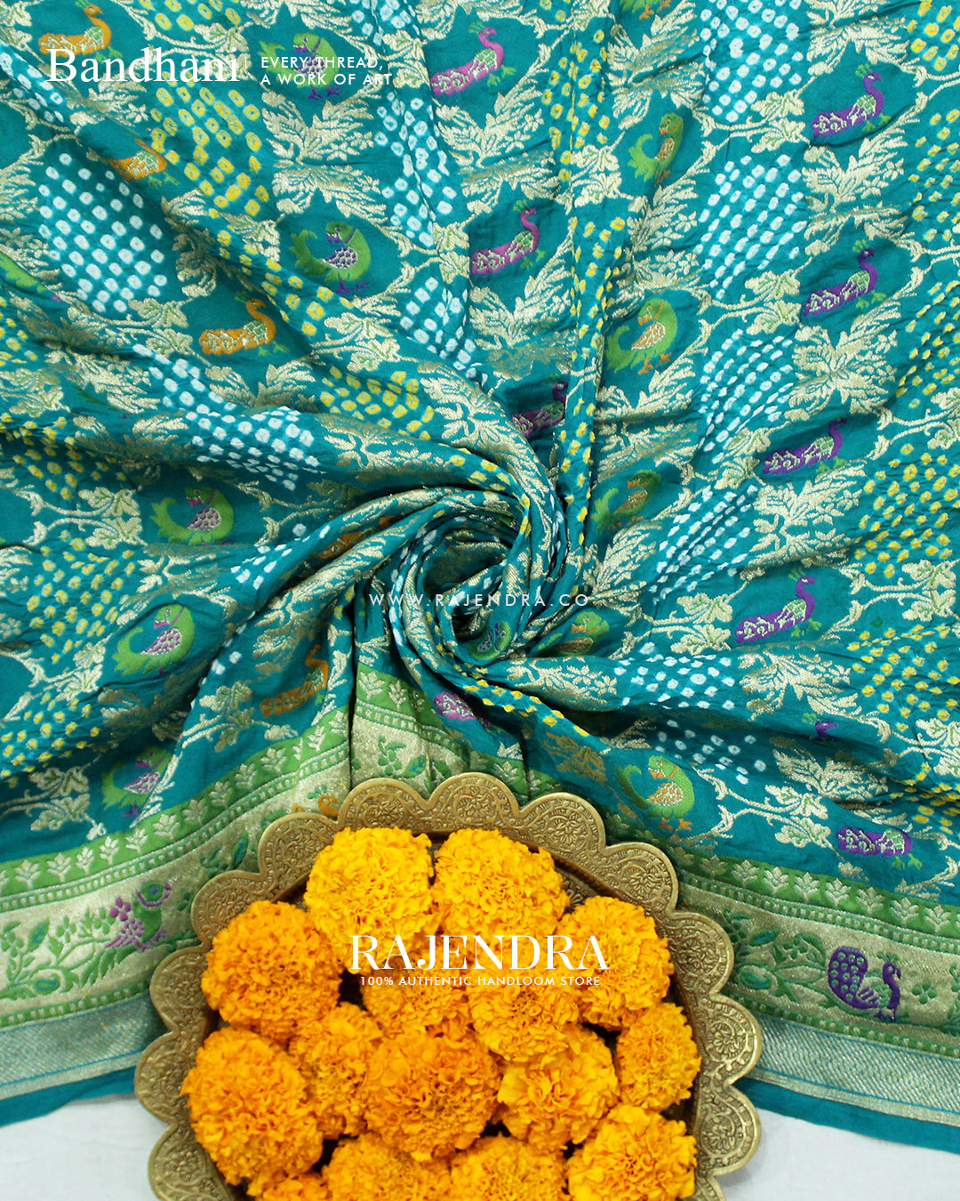 Exclusive Figure Design Pure Khadi Georgette Banarasi Bandhani Saree