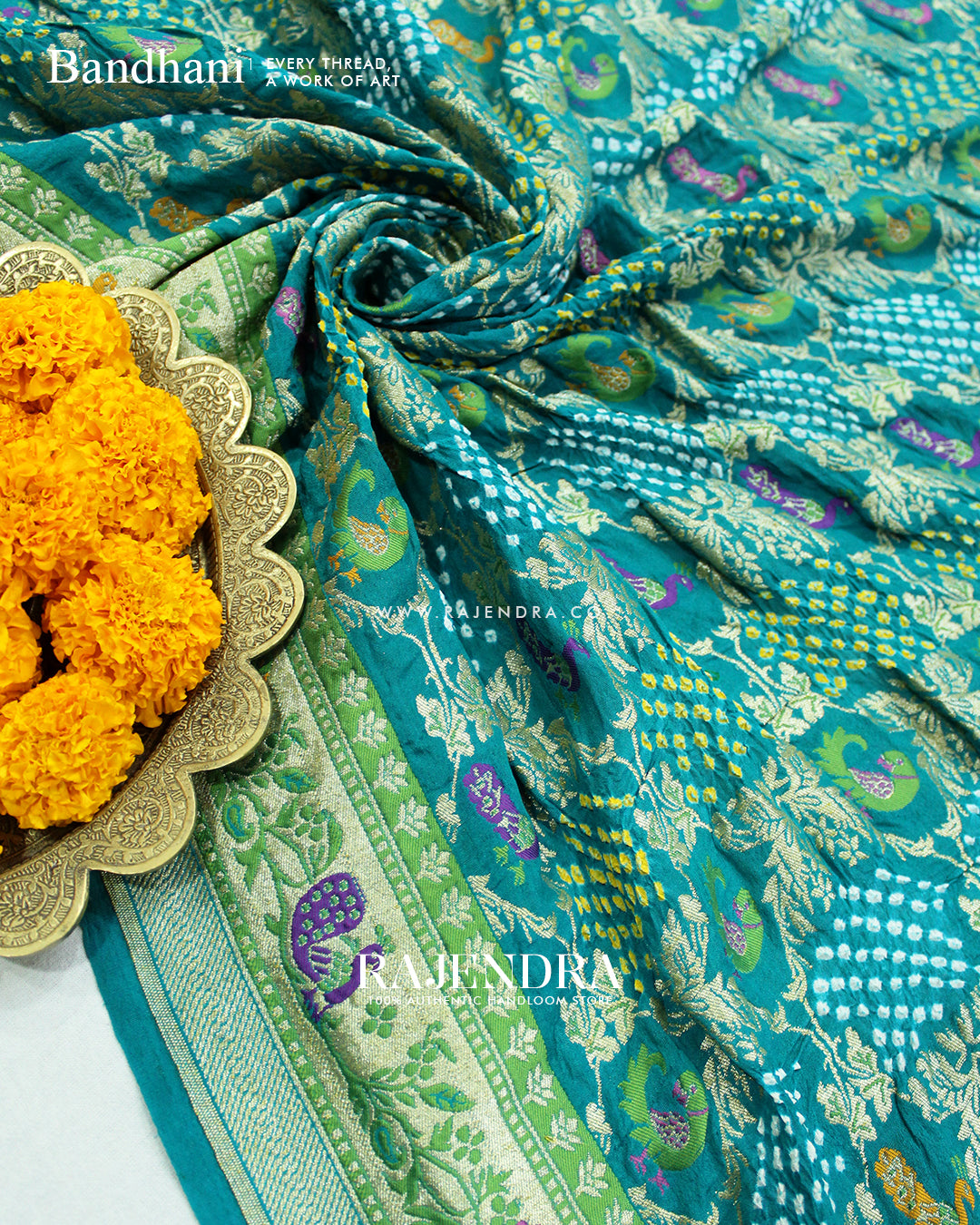 Exclusive Figure Design Pure Khadi Georgette Banarasi Bandhani Saree