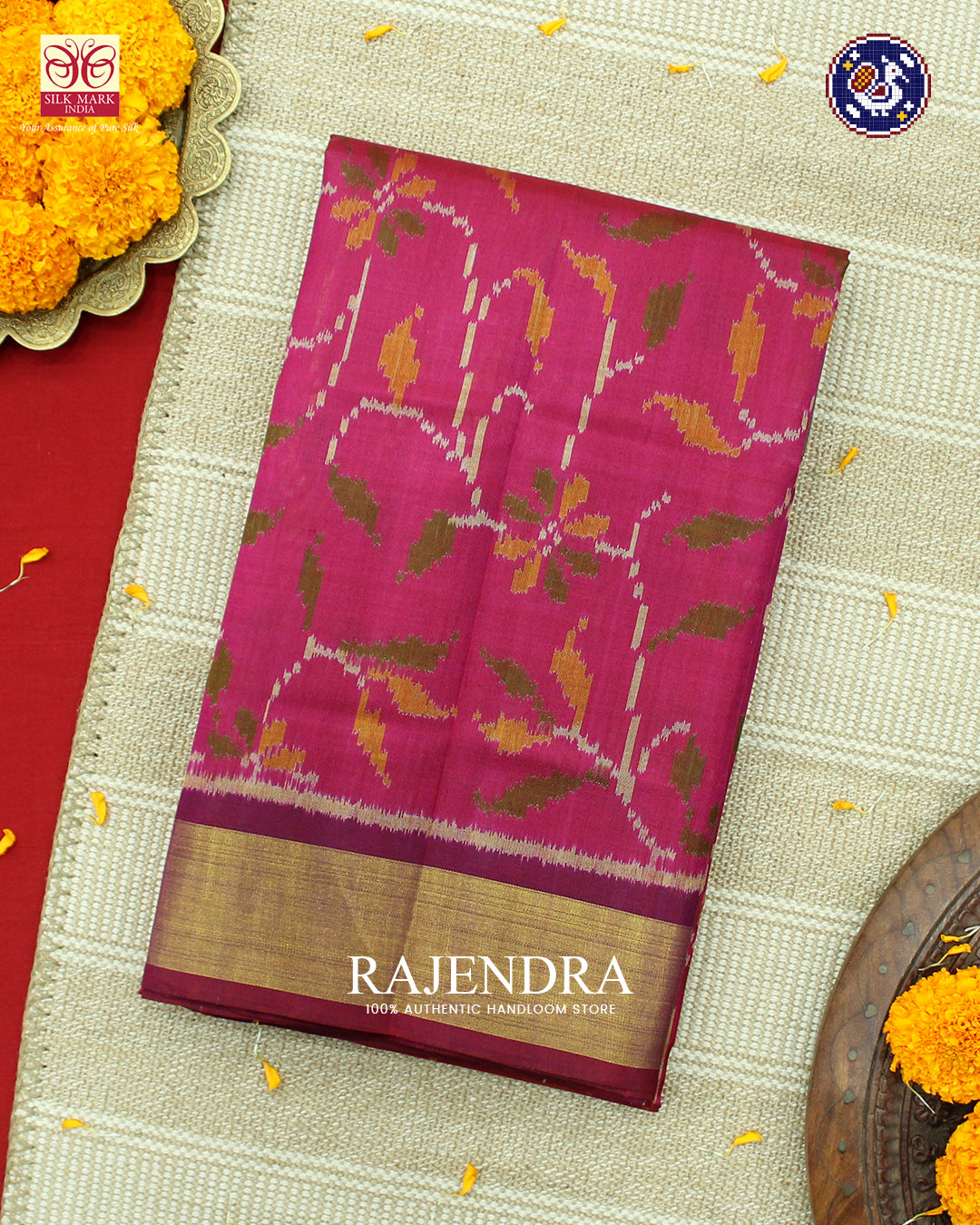 Exclusive Flowers Design Pink Purple Rajkot Patola Saree