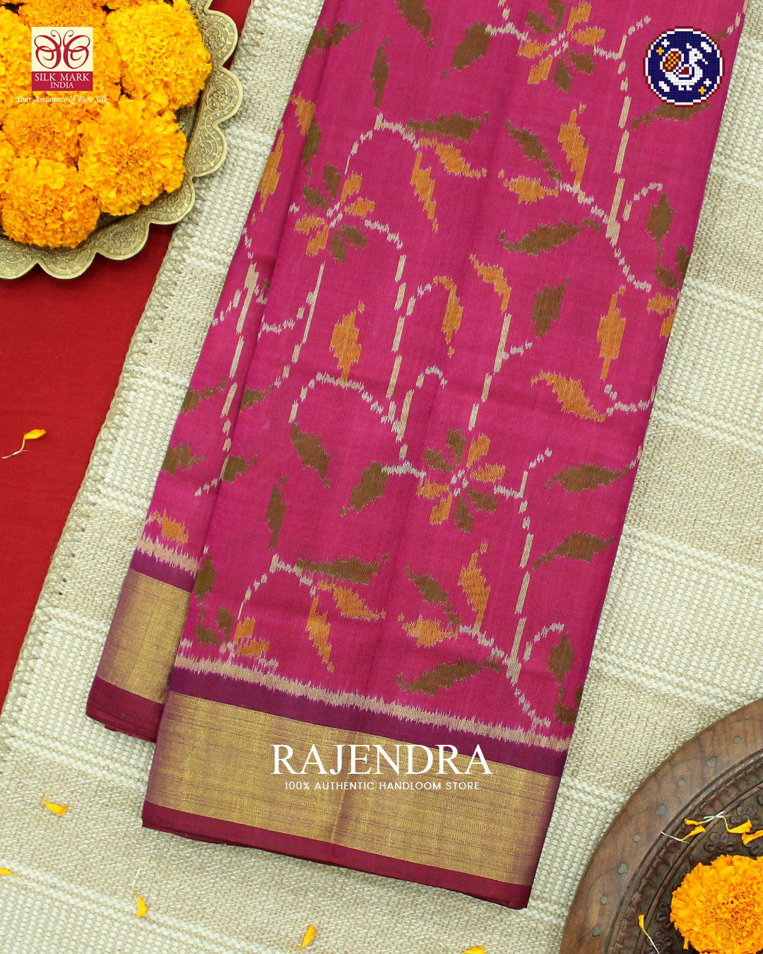 Exclusive Flowers Design Pink Purple Rajkot Patola Saree