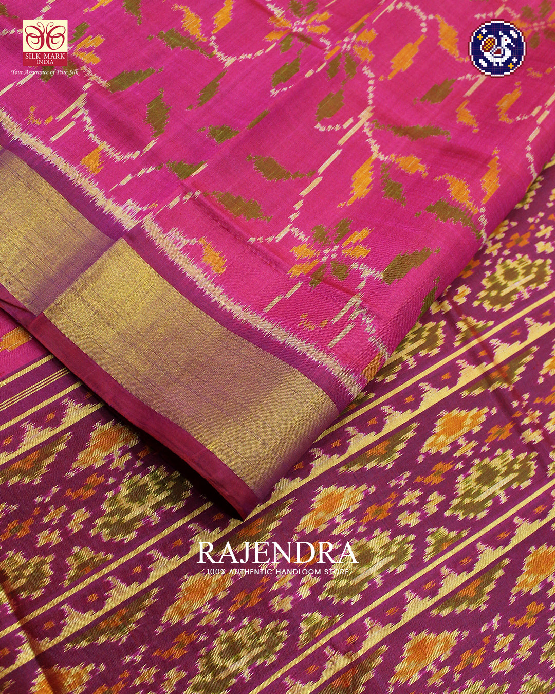 Exclusive Flowers Design Pink Purple Rajkot Patola Saree