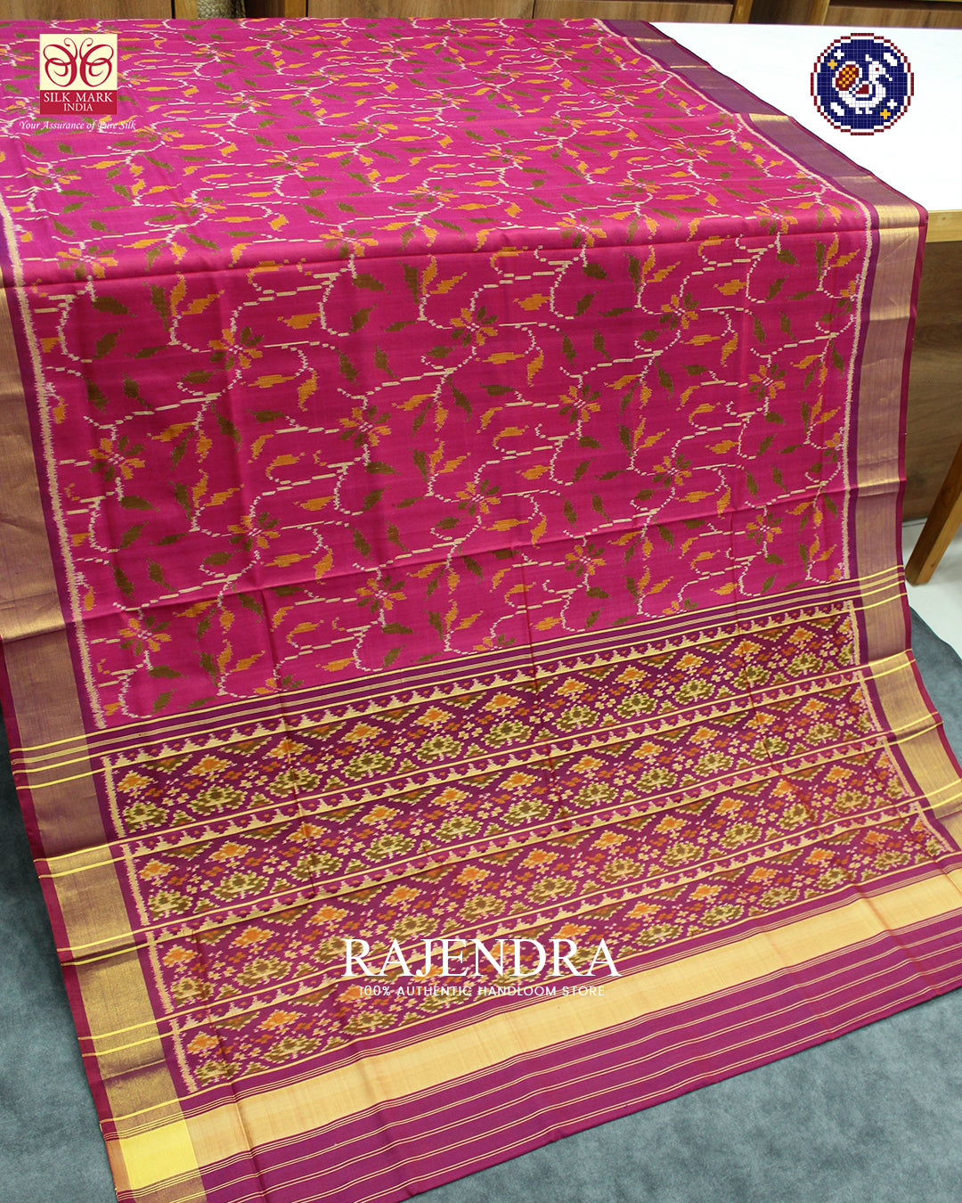 Exclusive Flowers Design Pink Purple Rajkot Patola Saree