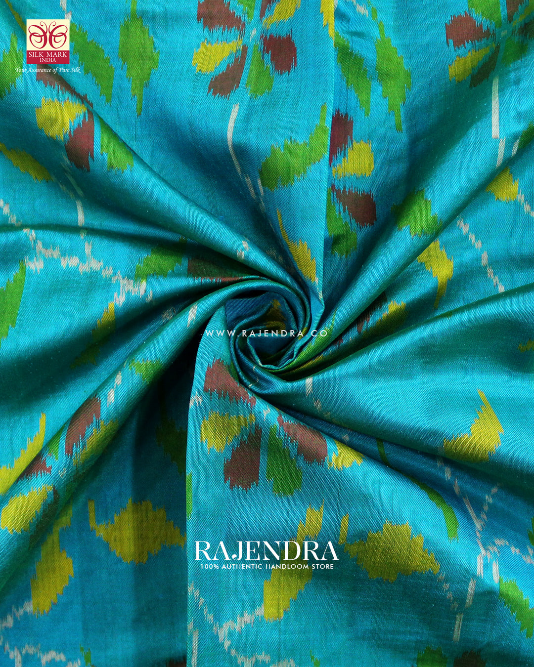 Exclusive Flowers Design Green and Blue Single Ikat Rajkot Patola Saree