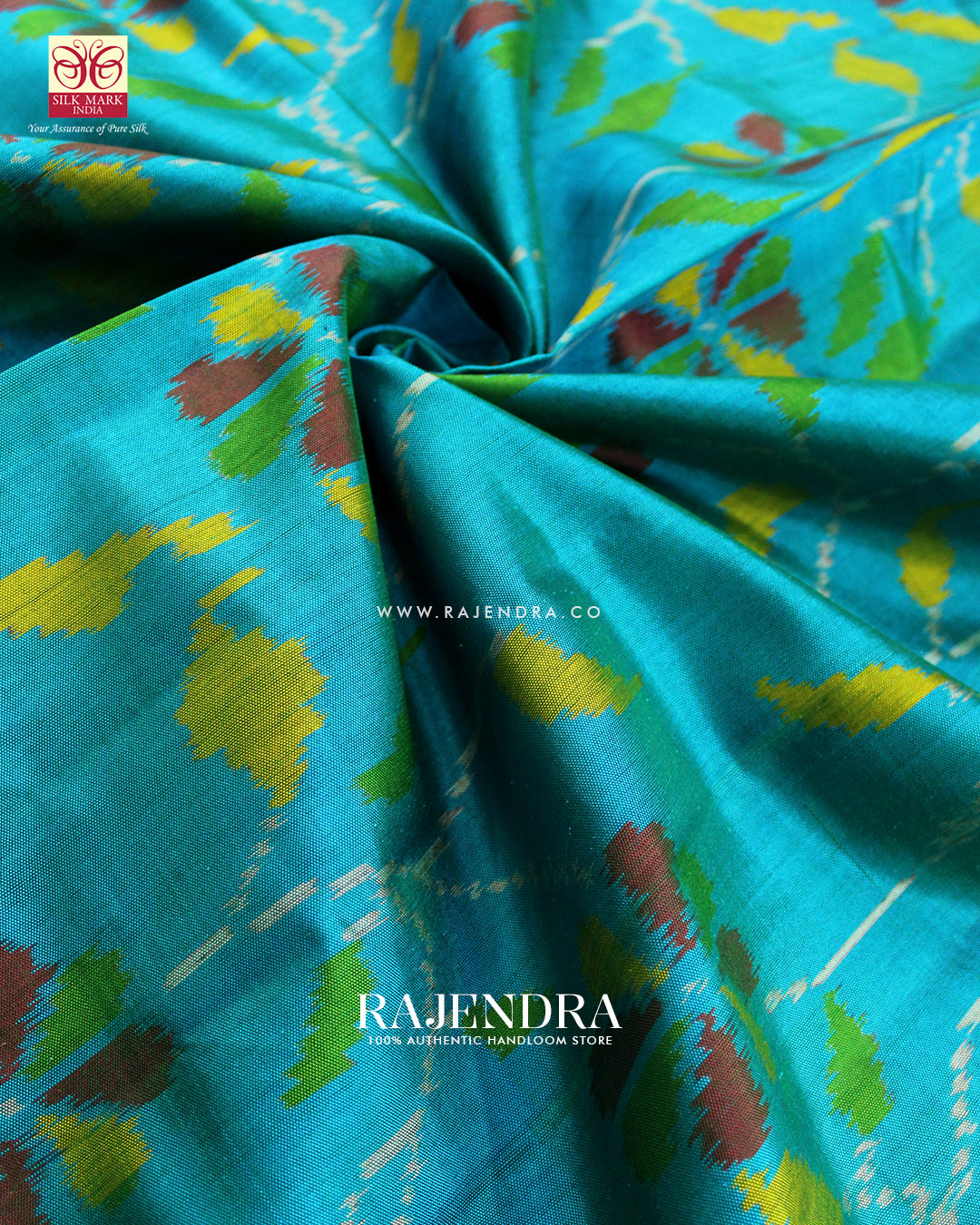Exclusive Flowers Design Green and Blue Single Ikat Rajkot Patola Saree