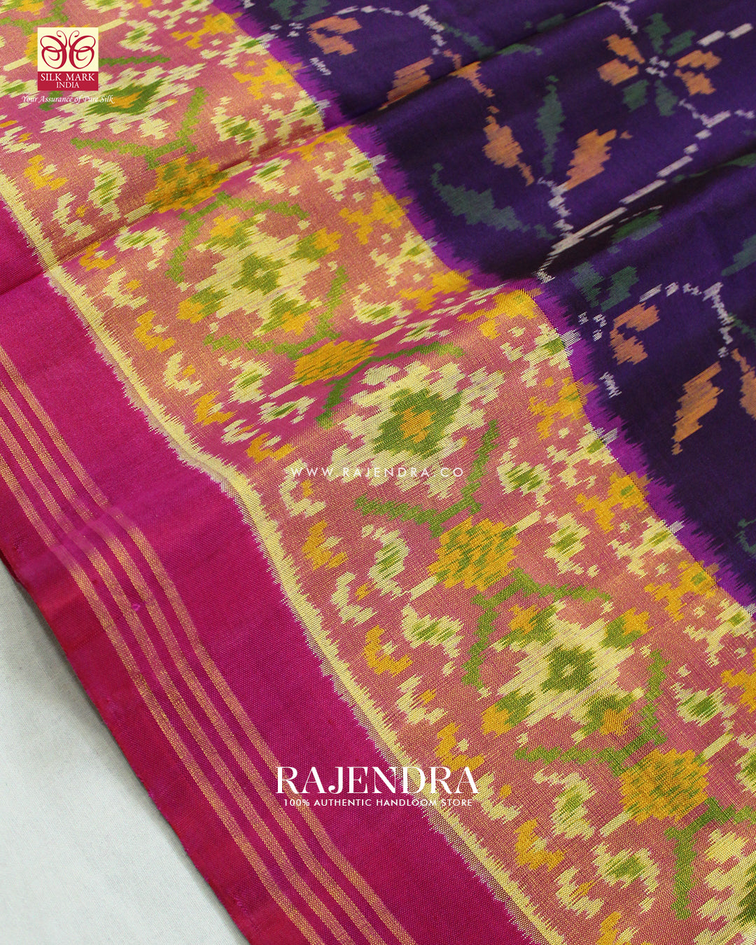 Exclusive Flowers Design Pink and Purple Single Ikat Rajkot Patola Saree