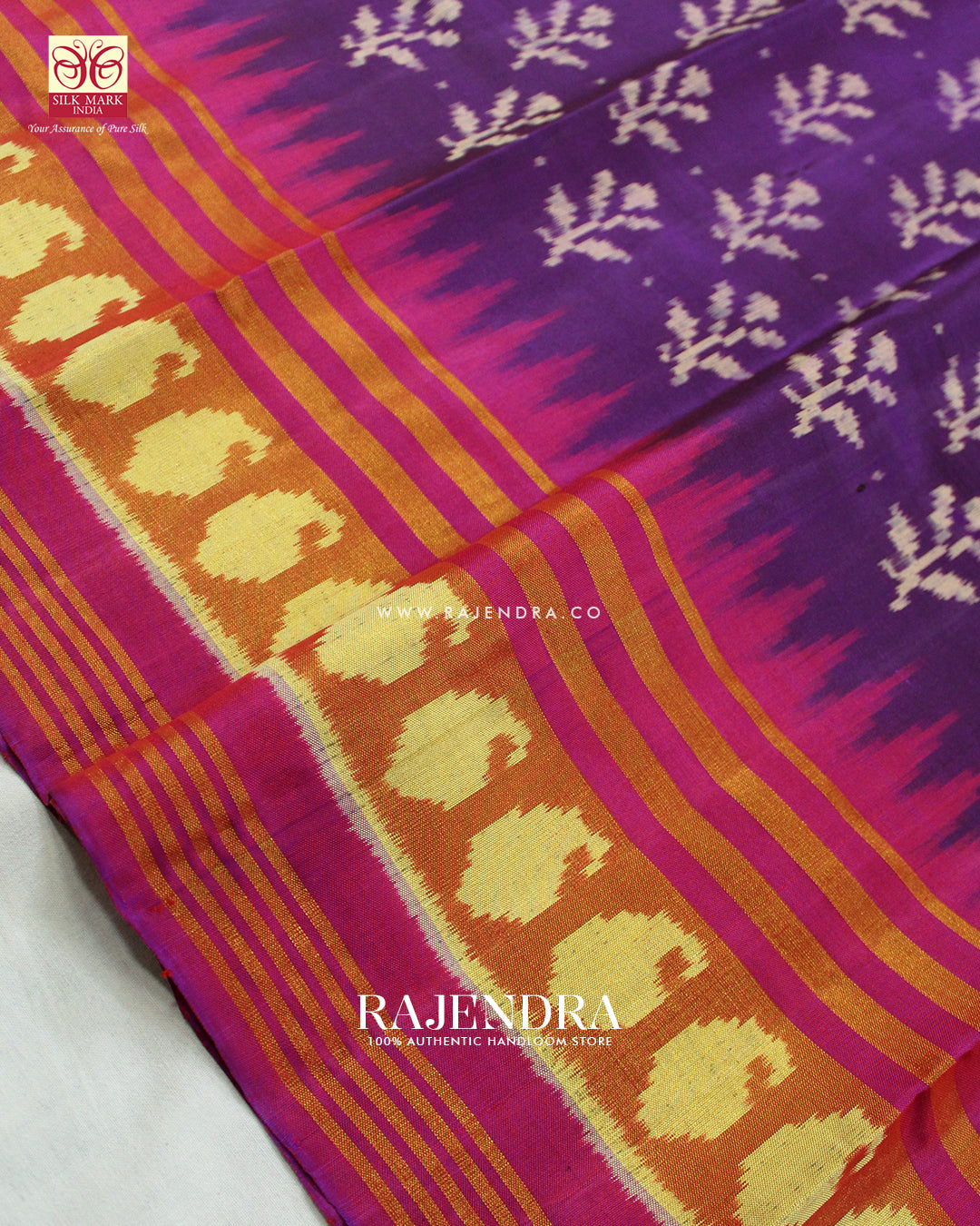 Exclusive Flowers Design Pink and Purple Single Ikat Rajkot Patola Saree