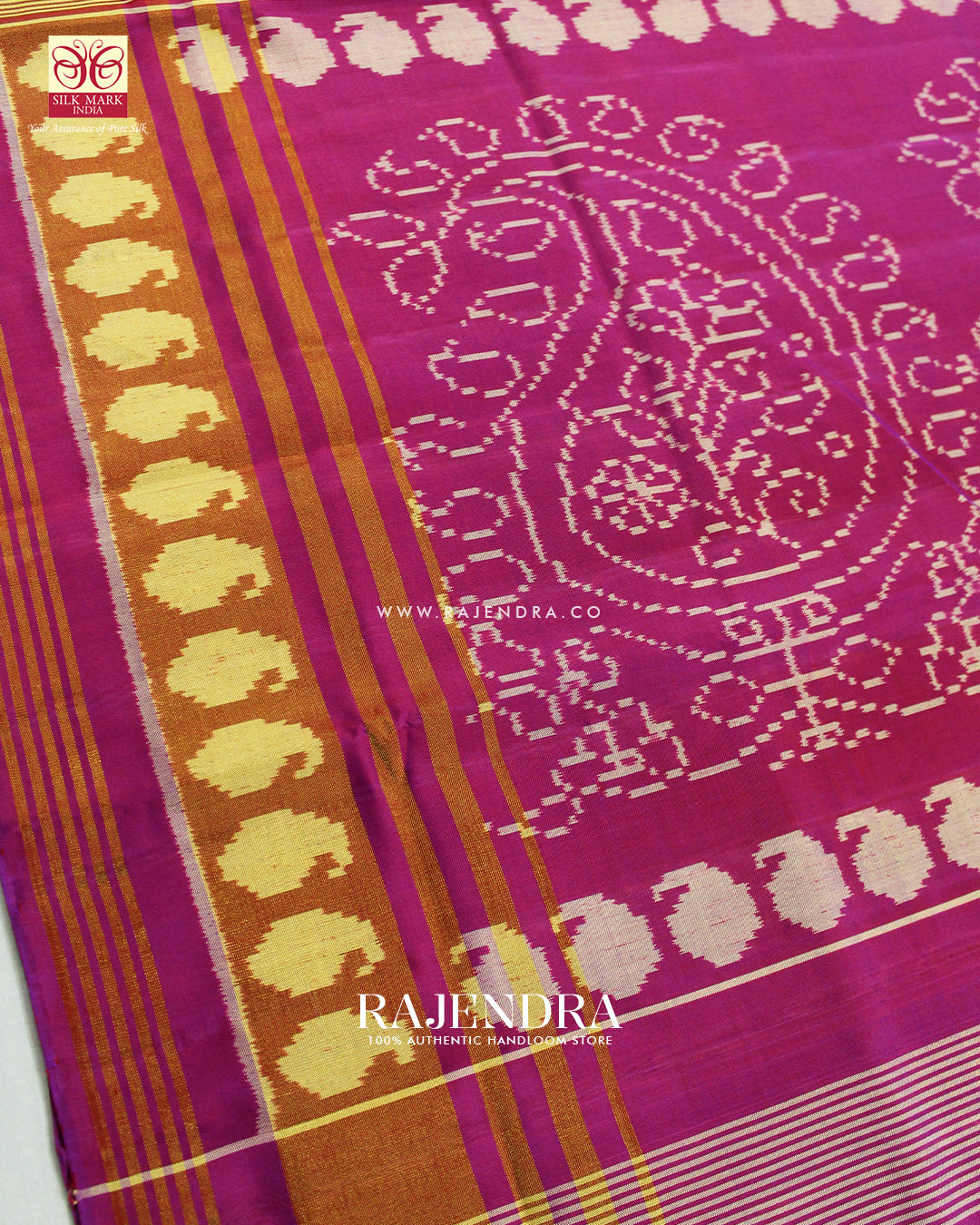 Exclusive Flowers Design Pink and Purple Single Ikat Rajkot Patola Saree