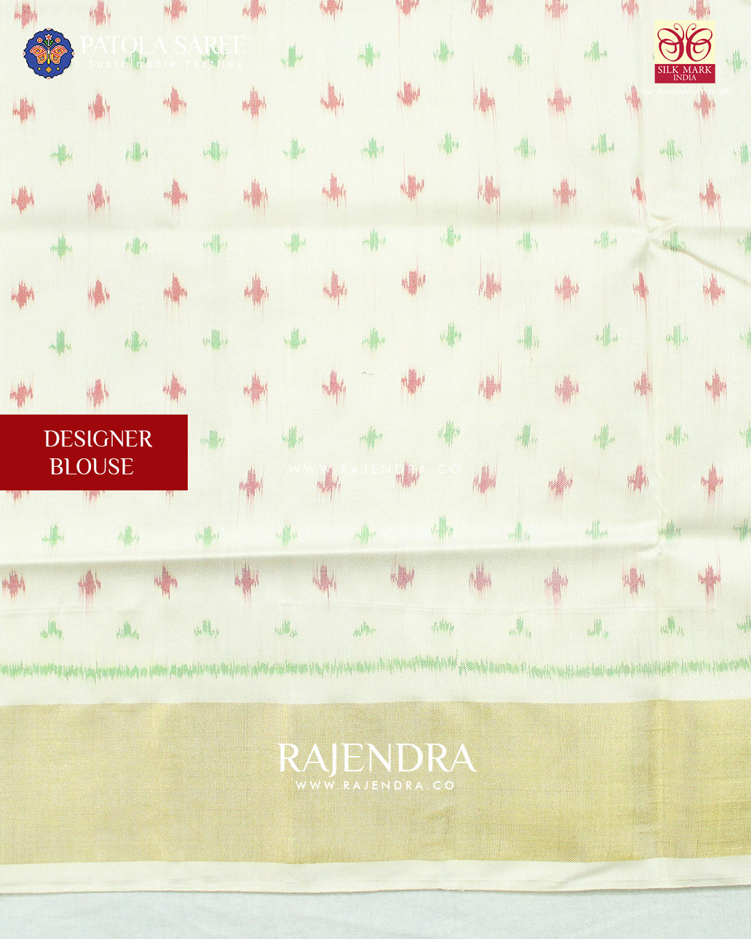 Exclusive Flowers Design White Single Ikat Rajkot Patola Saree