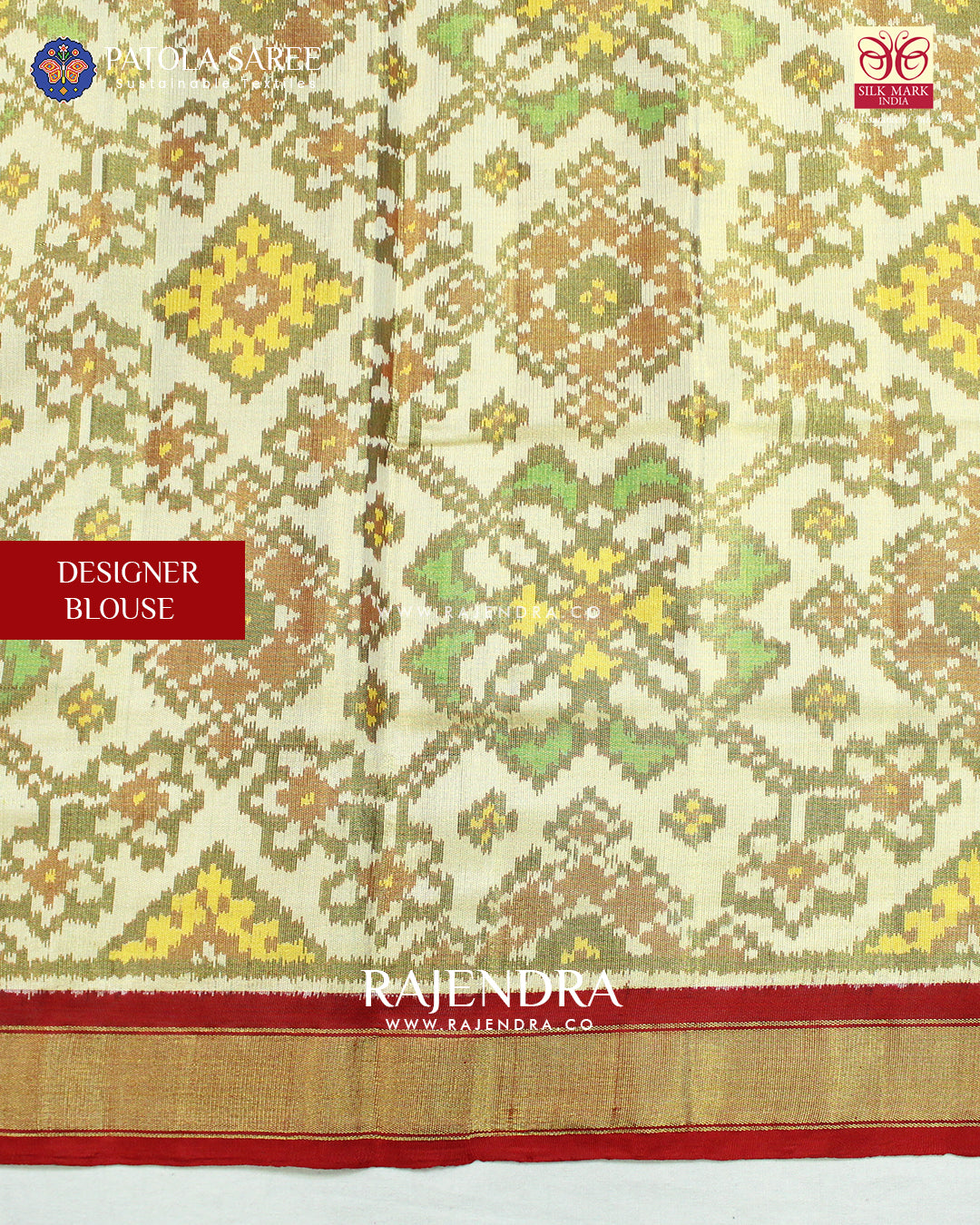 Exclusive Gala Border Off-White Zari Tissue Rajkot Patola Saree