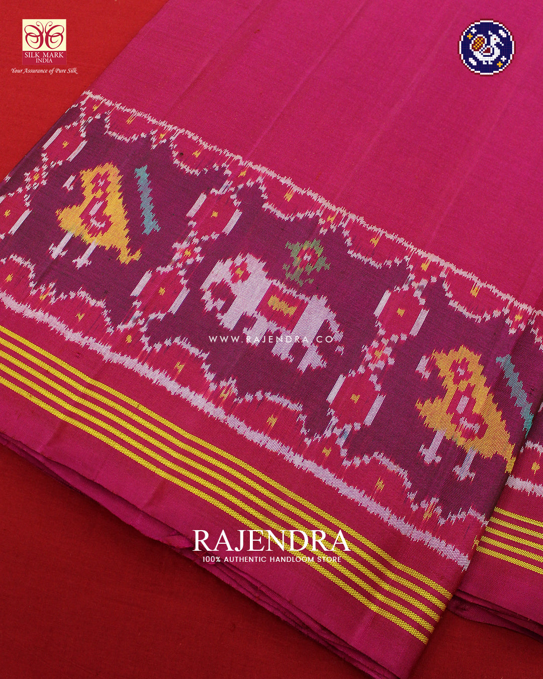 Exclusive Gala Border Pink Ikat Rajkot Patola Saree