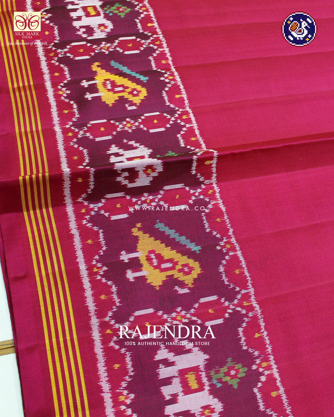 Exclusive Gala Border Pink Ikat Rajkot Patola Saree