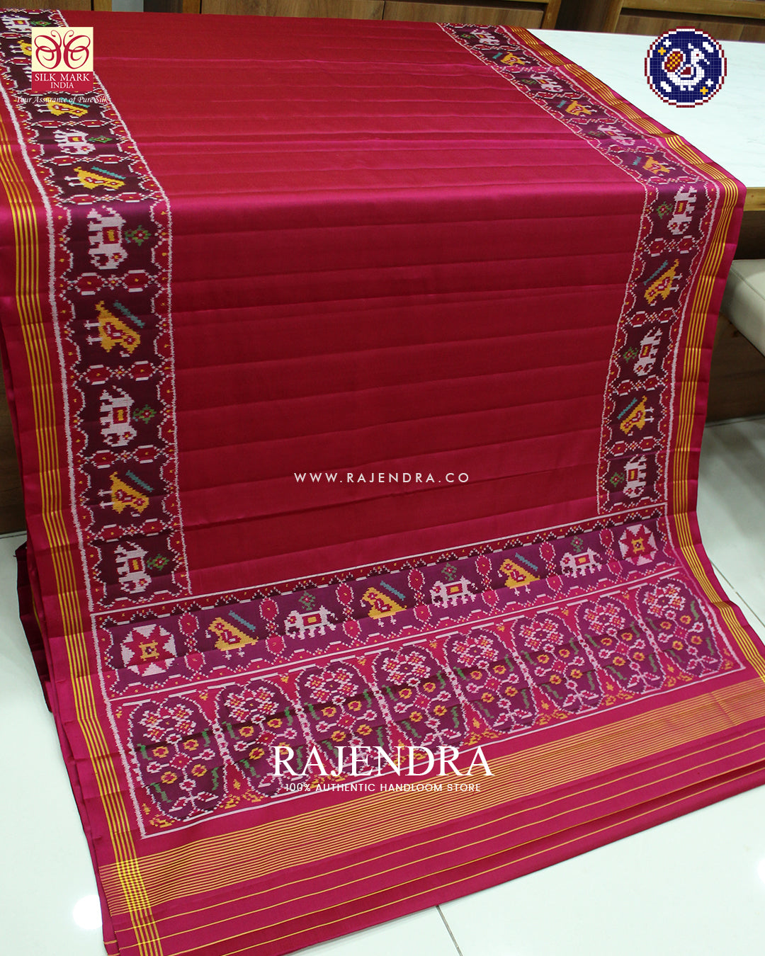 Exclusive Gala Border Pink Ikat Rajkot Patola Saree