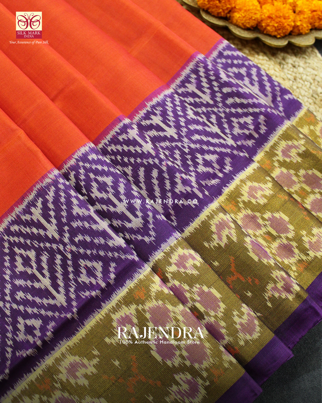 Exclusive Gala Border Purple and Red Single Ikat Rajkot Patola Saree