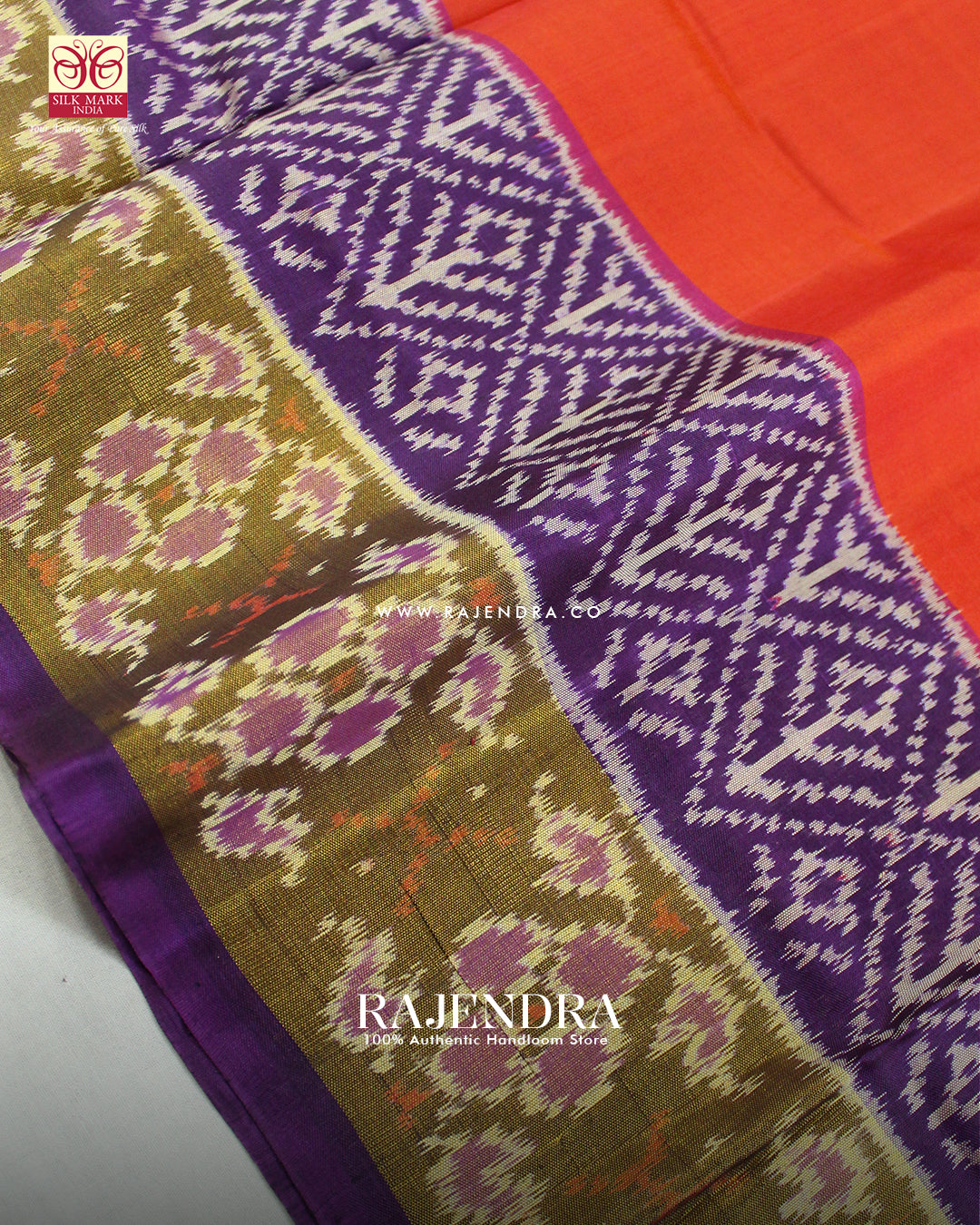 Exclusive Gala Border Purple and Red Single Ikat Rajkot Patola Saree