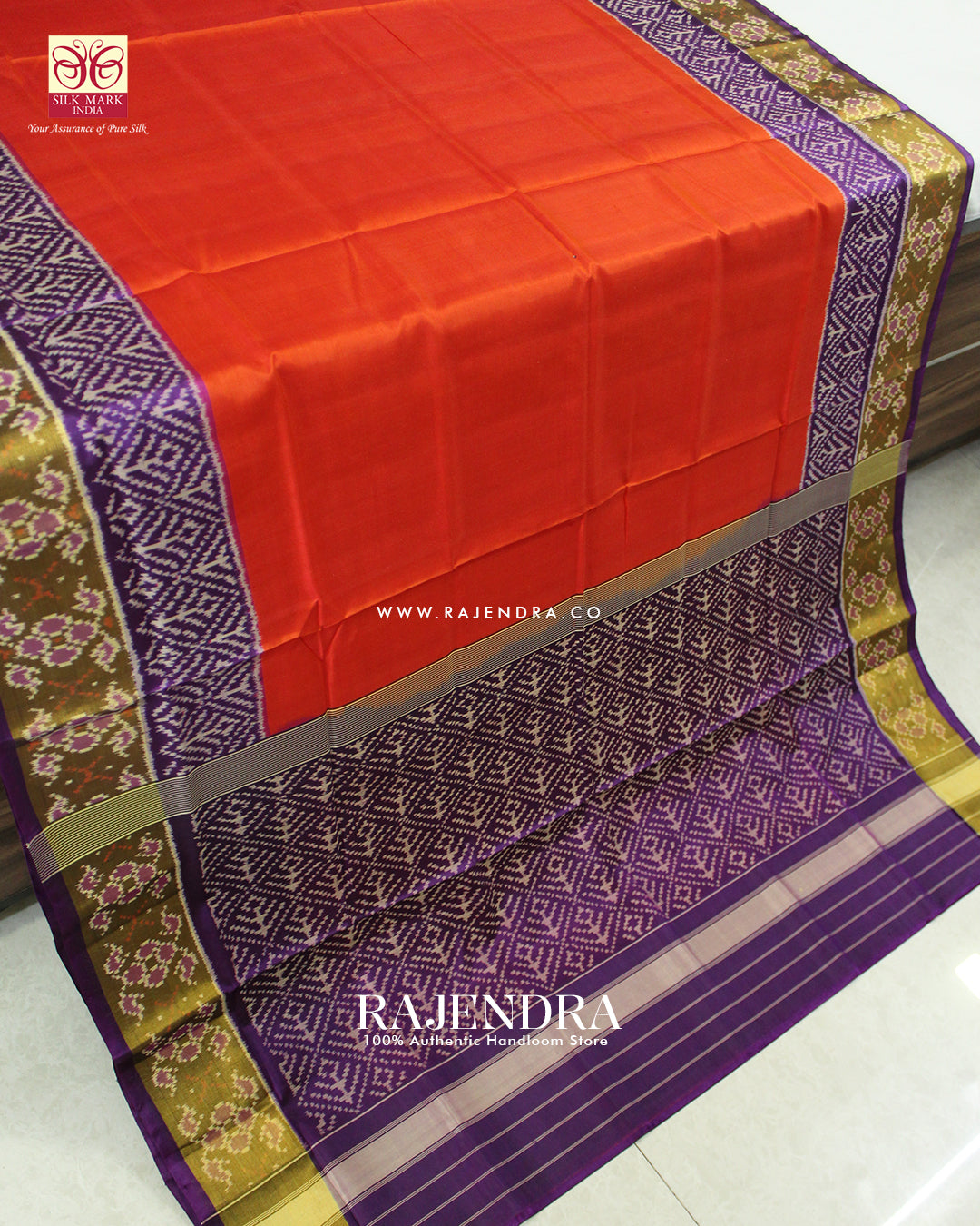 Exclusive Gala Border Purple and Red Single Ikat Rajkot Patola Saree