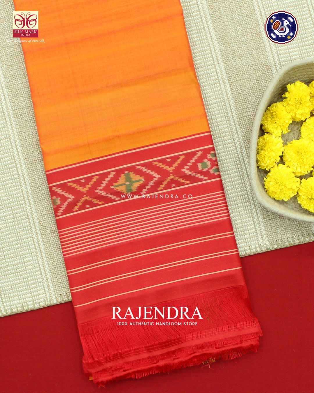 Exclusive Gala Border Red and Mustard Rajkot Patola Dupatta
