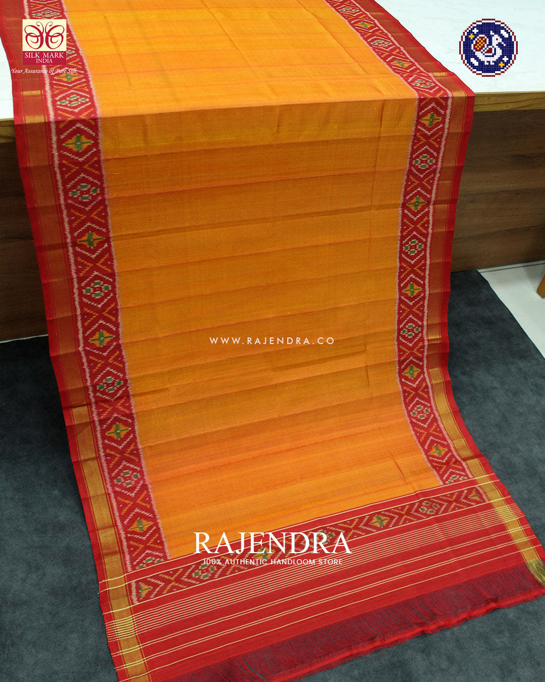 Exclusive Gala Border Red and Mustard Rajkot Patola Dupatta
