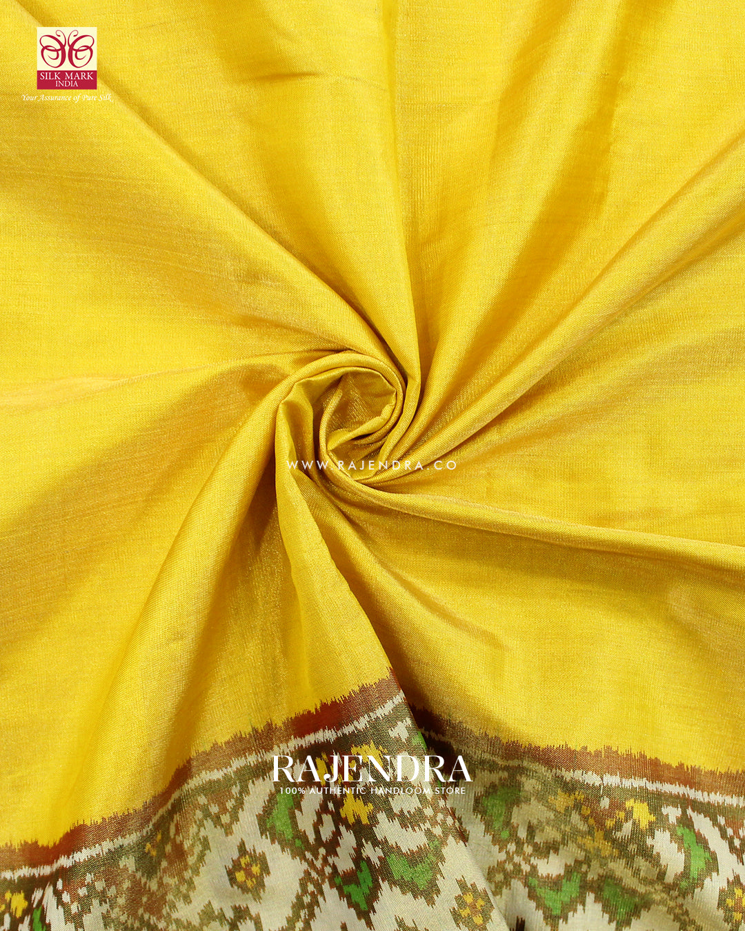 Exclusive Zari Tissue Red and Yellow Gala Border Rajkot Patola Saree