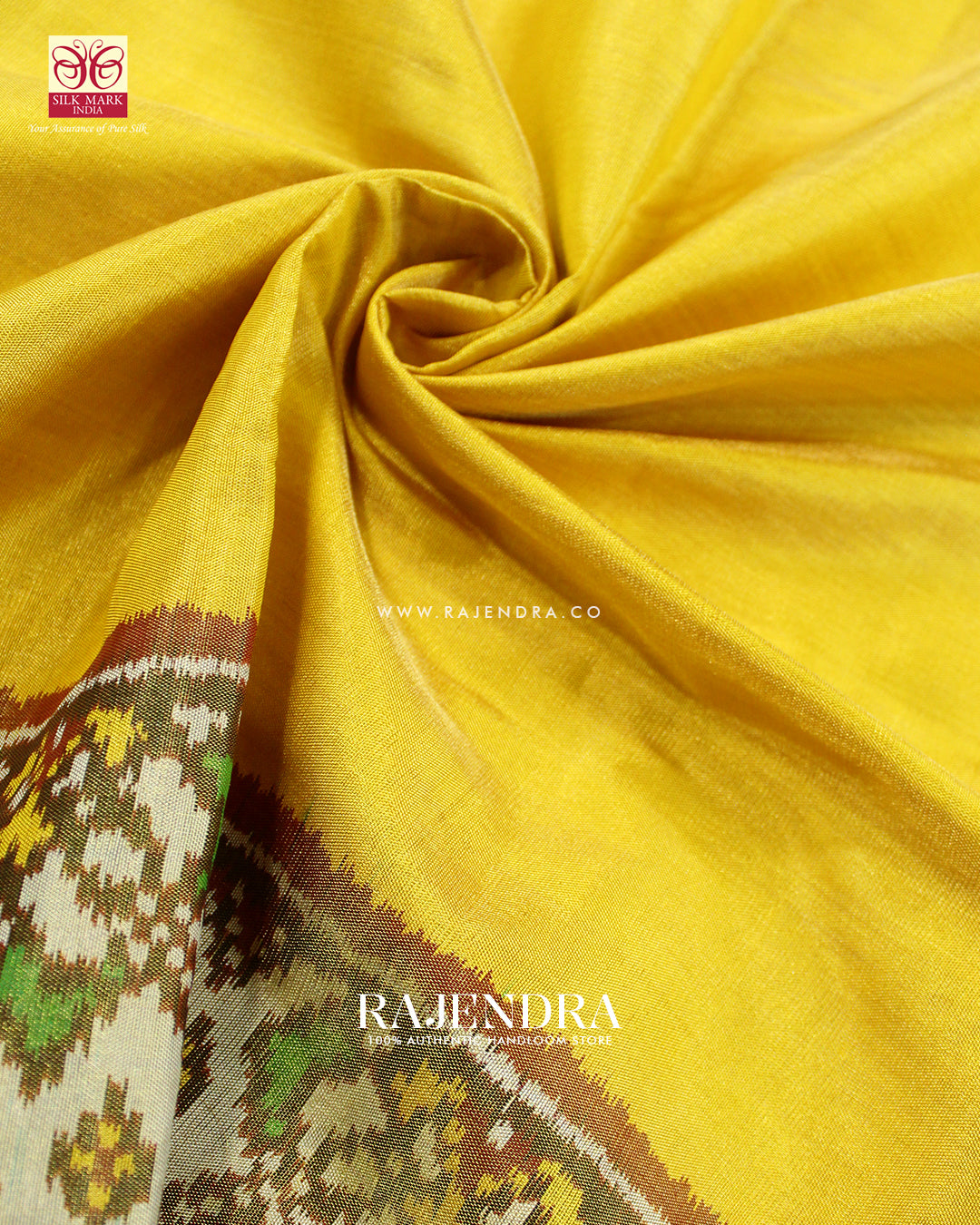 Exclusive Zari Tissue Red and Yellow Gala Border Rajkot Patola Saree