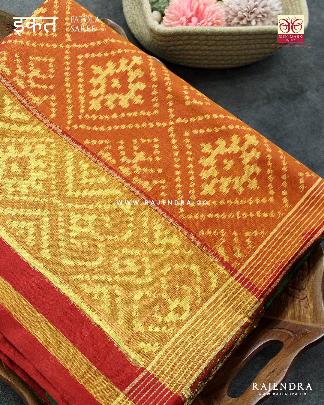 Exclusive Ganga Jamna Triple Color Single Ikat Rajkot Patola Saree