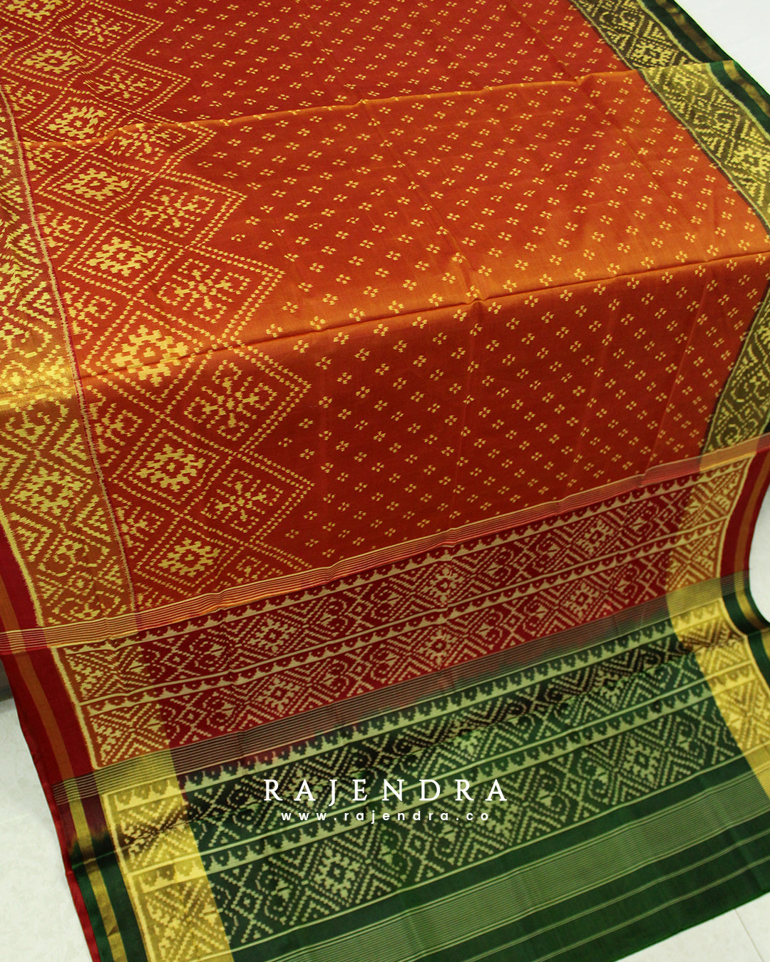 Exclusive Ganga Jamna Triple Color Single Ikat Rajkot Patola Saree