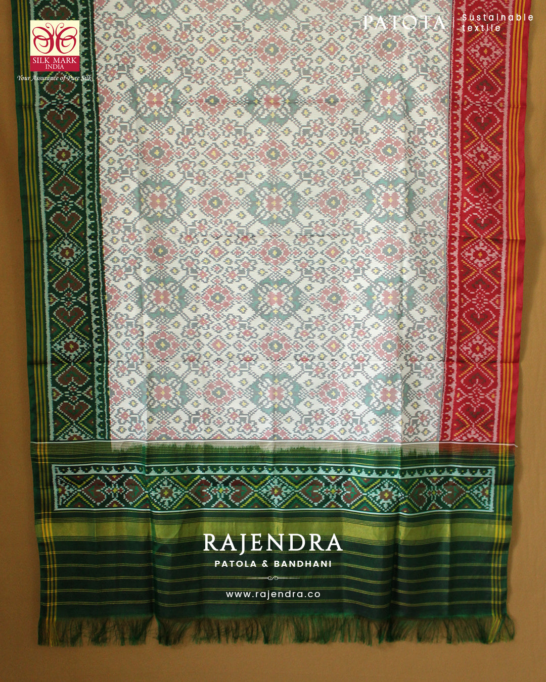 Traditional Navratna Bhat Semi Double Weave Rajkot Patola Dupatta