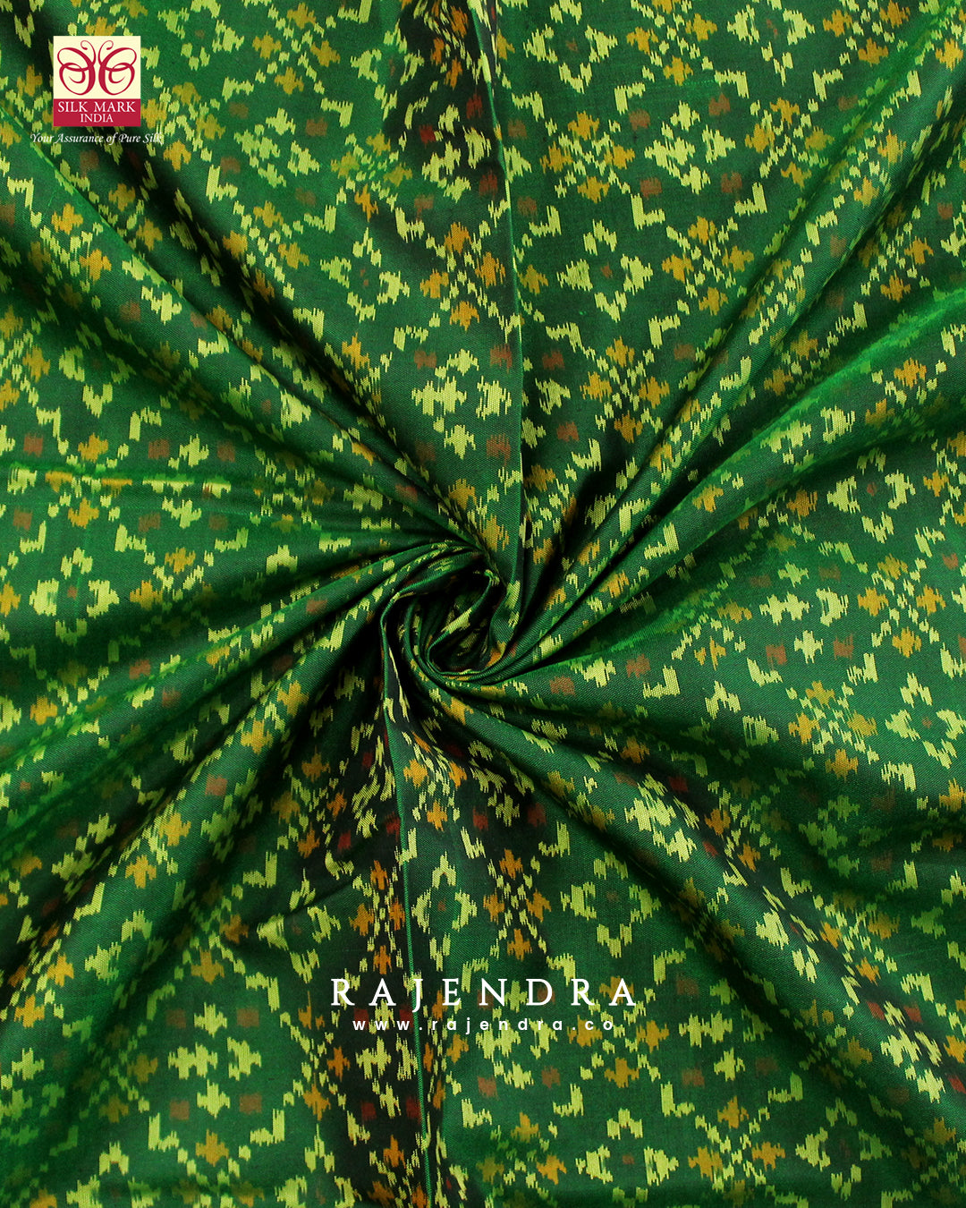 Traditional Buttonful Bhat Green Single Ikat Rajkot Patola Saree
