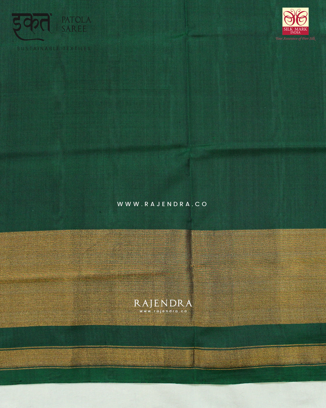 Traditional Hathi Popat Green Single Ikat Rajkot Patola Saree