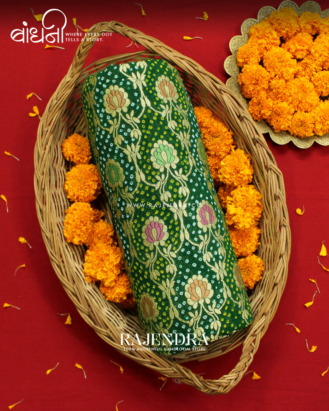 Traditional Meenakari Green Pure Georgette Banarasi Bandhani Saree