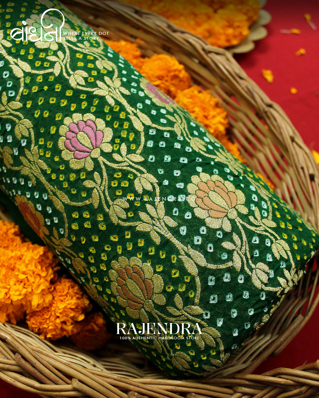 Traditional Meenakari Green Pure Georgette Banarasi Bandhani Saree