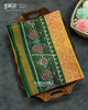 Traditional Manekchowk Design Green Peach Single Ikat Rajkot Patola Saree