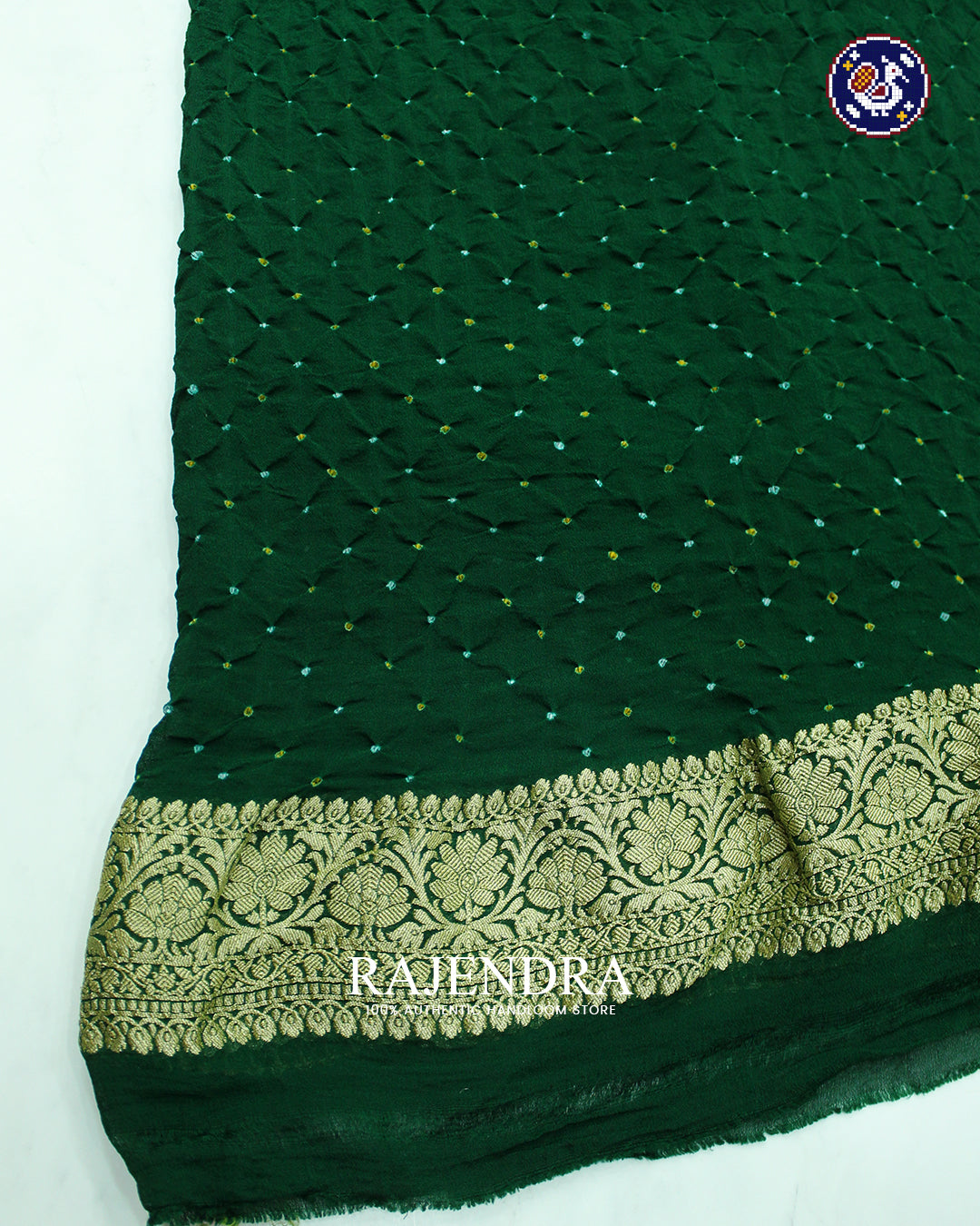 Traditional Khadi Georgette Green Banarasi Bandhani Saree
