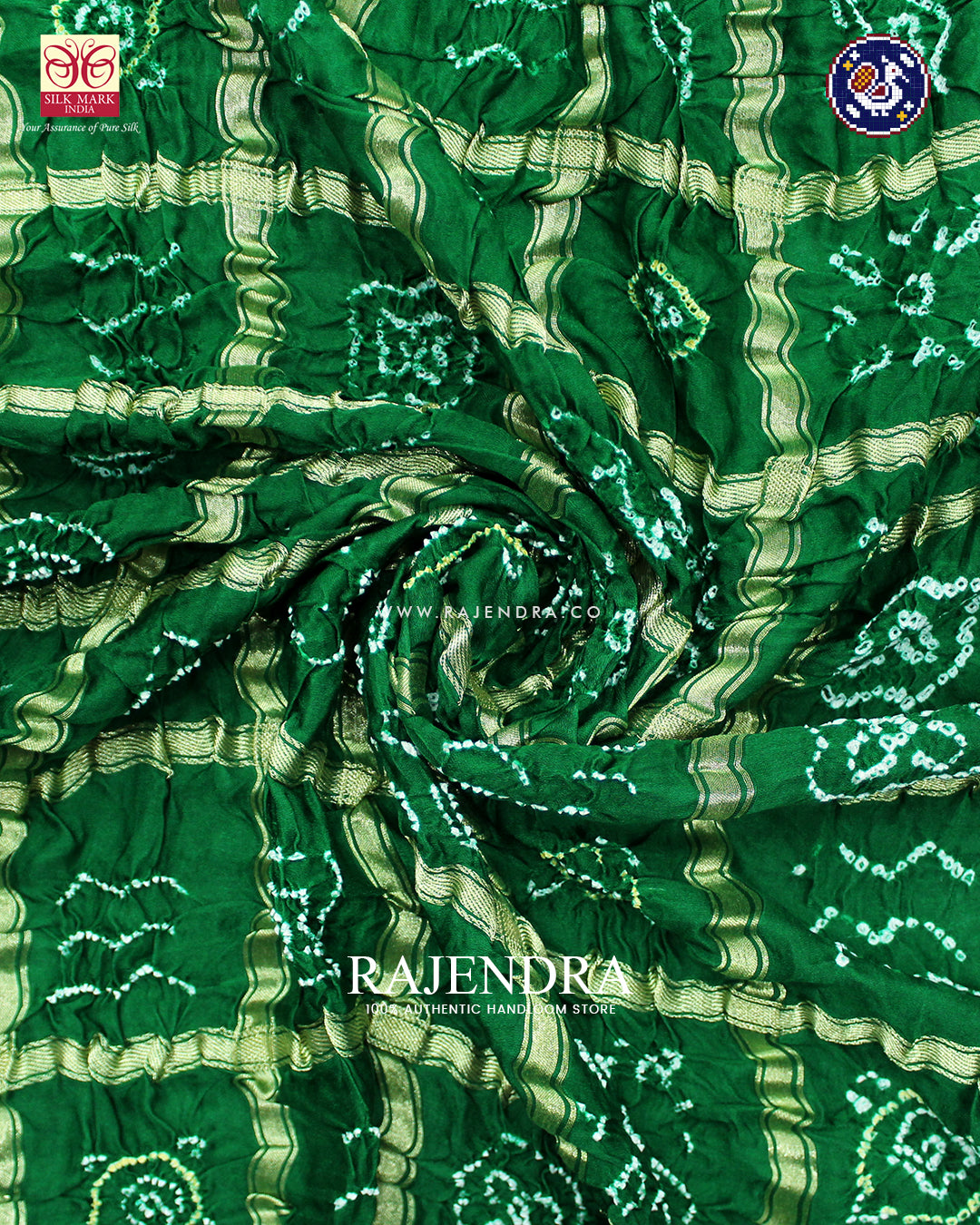 Traditional Pure Gaji Silk Green Gharchola Bandhani Saree